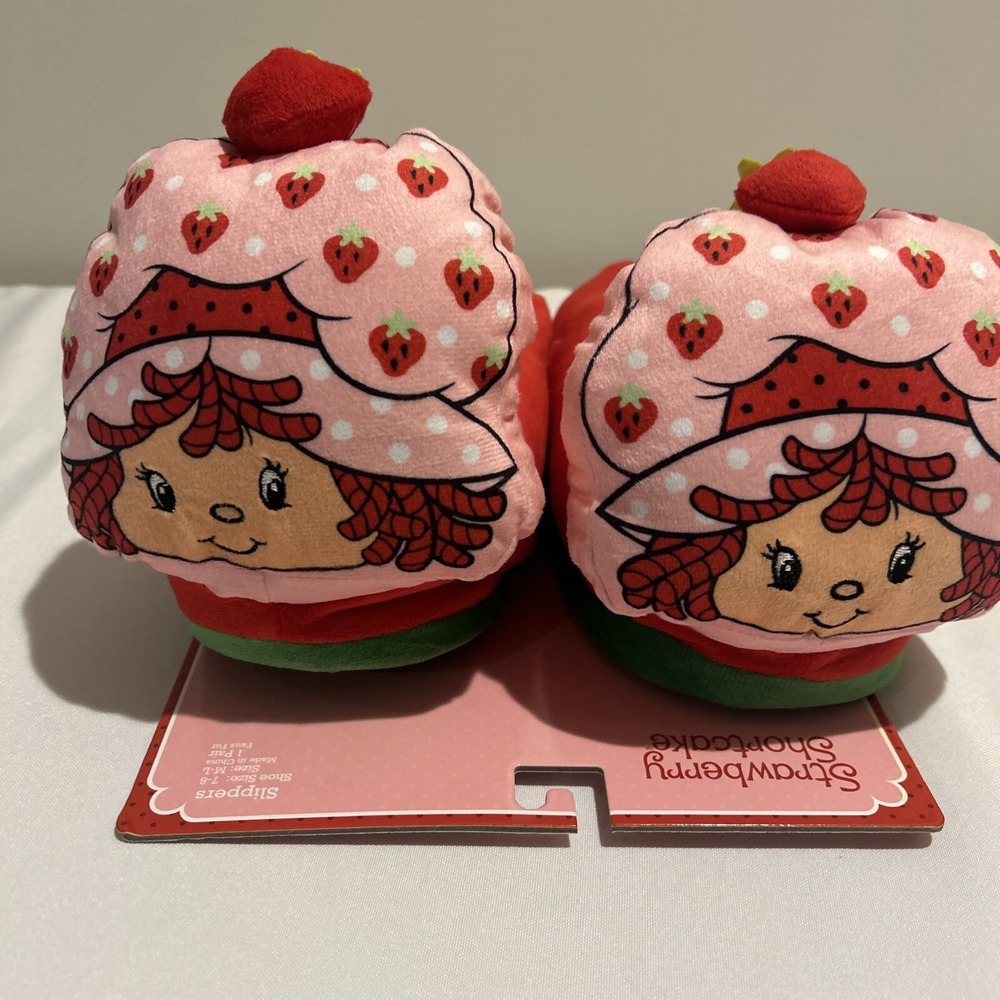 Strawberry Shortcake Slippers 3D Plush Women's 7-8